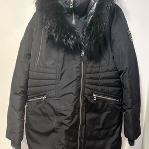 RUDSAK Black Puffer Jacket with Fur Trim